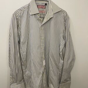 Thomas Pink Men's Blue and White Striped Dress Shirt